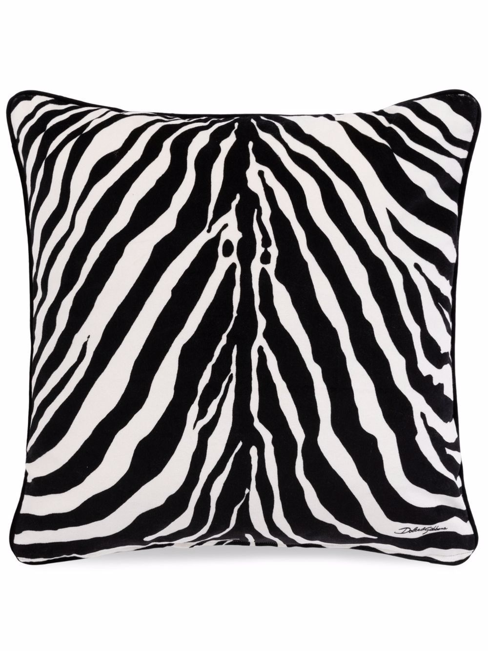 Dolce & Gabbana medium zebra-print velvet cushion - Black von Dolce & Gabbana