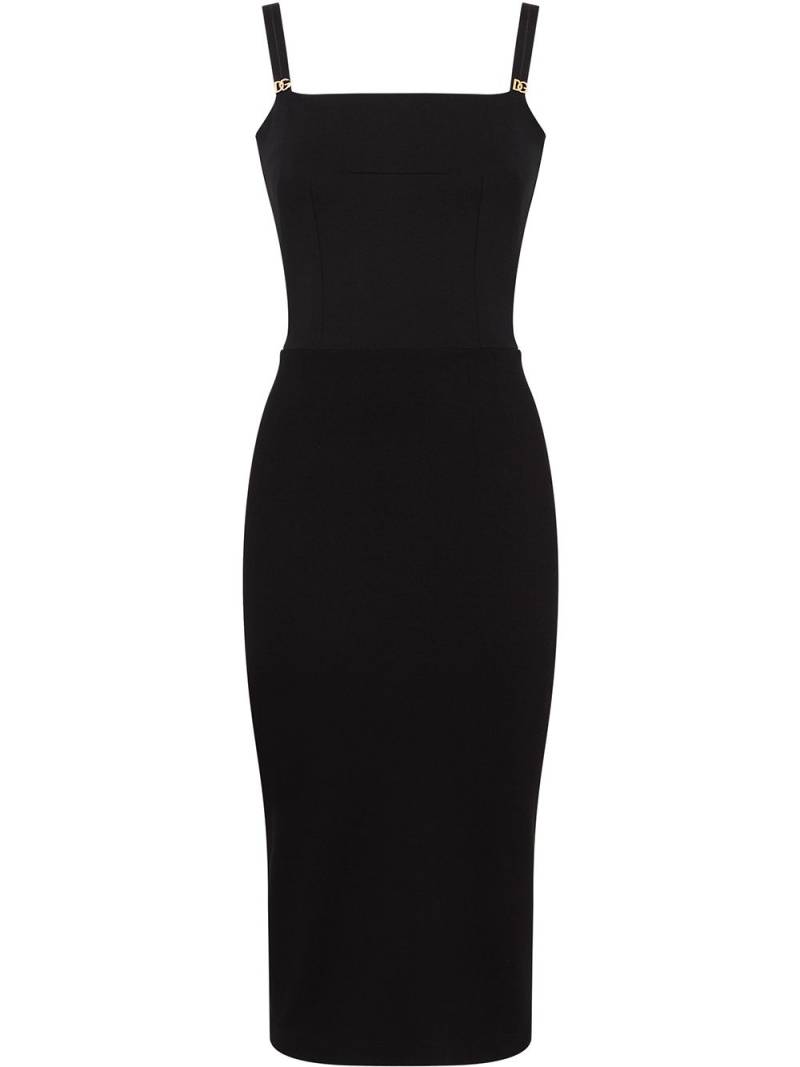 Dolce & Gabbana logo-appliqué sleeveless midi dress - Black von Dolce & Gabbana