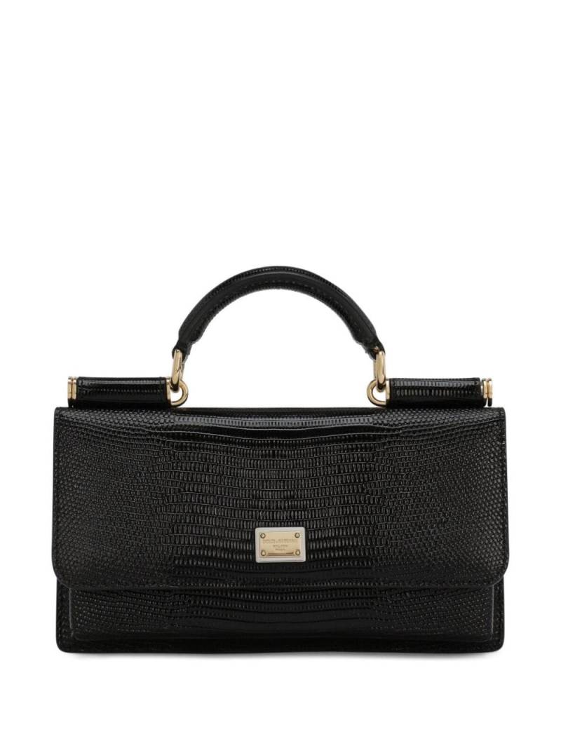 Dolce & Gabbana mini Sicily iguana-print leather bag - Black von Dolce & Gabbana