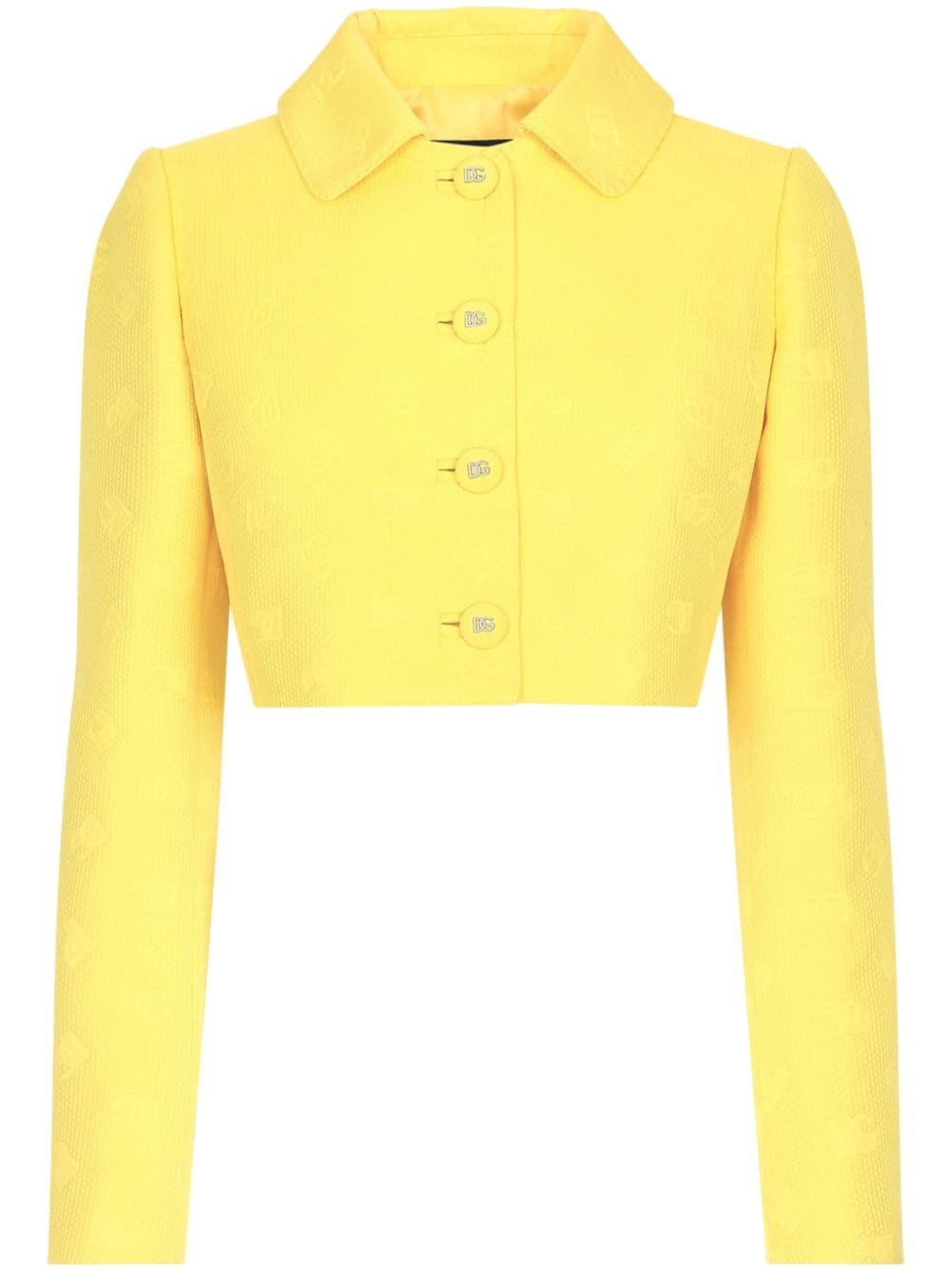 Dolce & Gabbana monogram-jacquard button-down cropped jacket - Yellow von Dolce & Gabbana