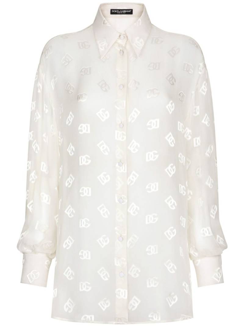 Dolce & Gabbana monogram-jacquard semi-sheered shirt - White von Dolce & Gabbana