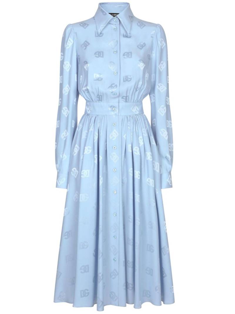 Dolce & Gabbana monogram-jacquard shirt dress - Blue von Dolce & Gabbana