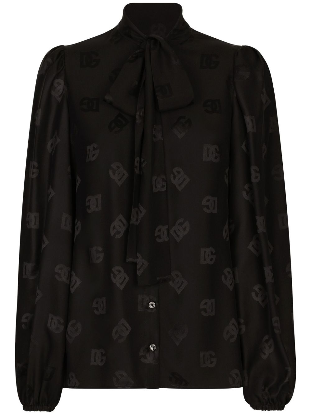 Dolce & Gabbana monogram-jacquard silk shirtt - Black von Dolce & Gabbana