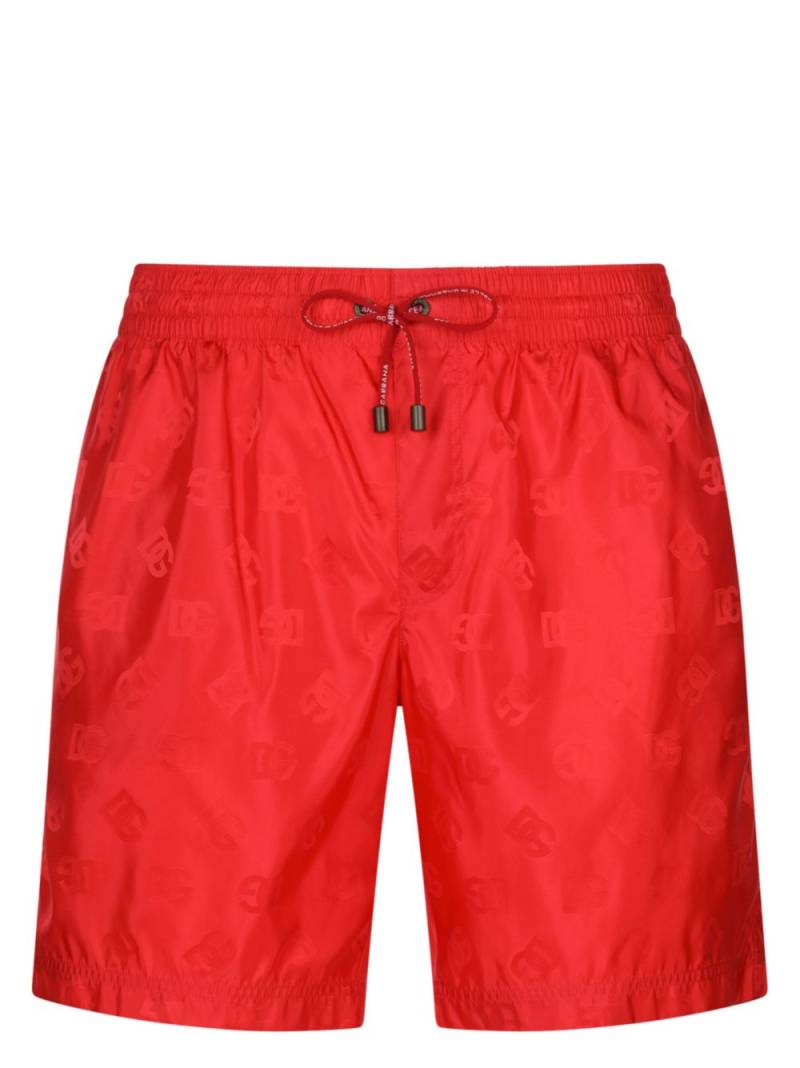 Dolce & Gabbana monogram-jacquard swim shorts - Red von Dolce & Gabbana