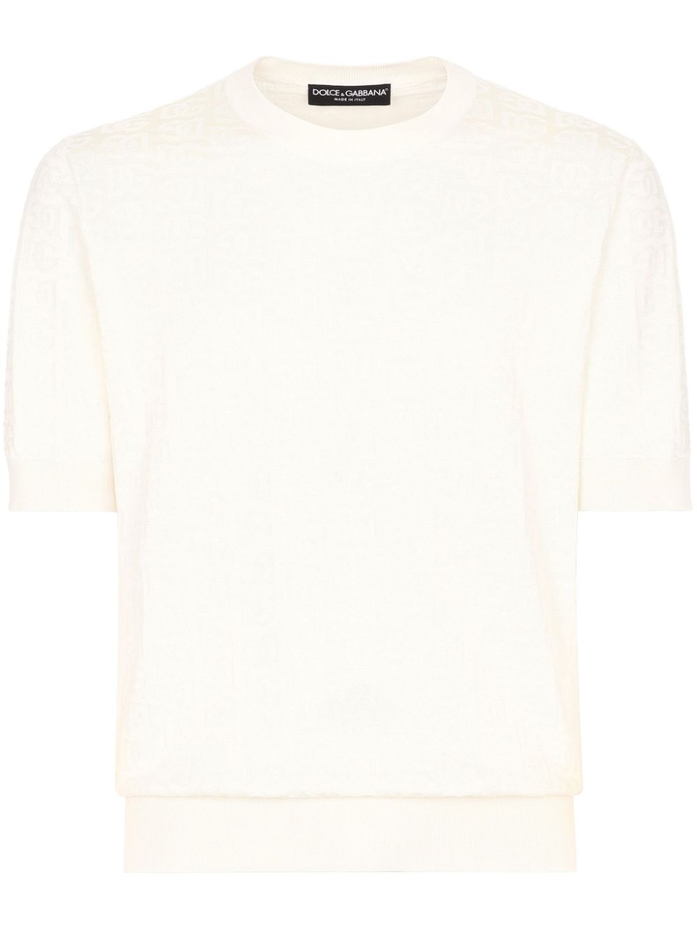 Dolce & Gabbana monogram-logo silk T-shirt - White von Dolce & Gabbana