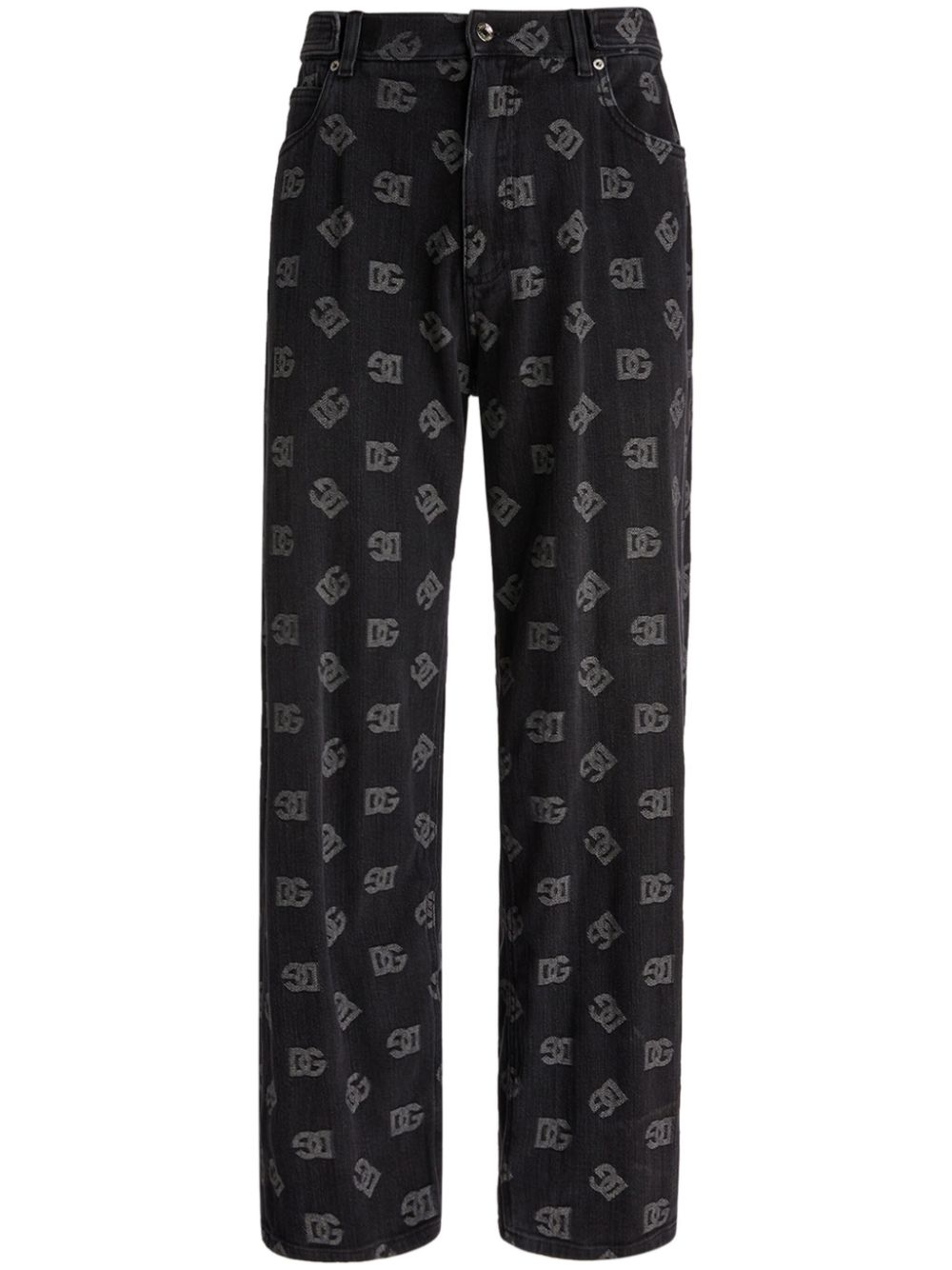 Dolce & Gabbana monogram-pattern jeans - Black von Dolce & Gabbana