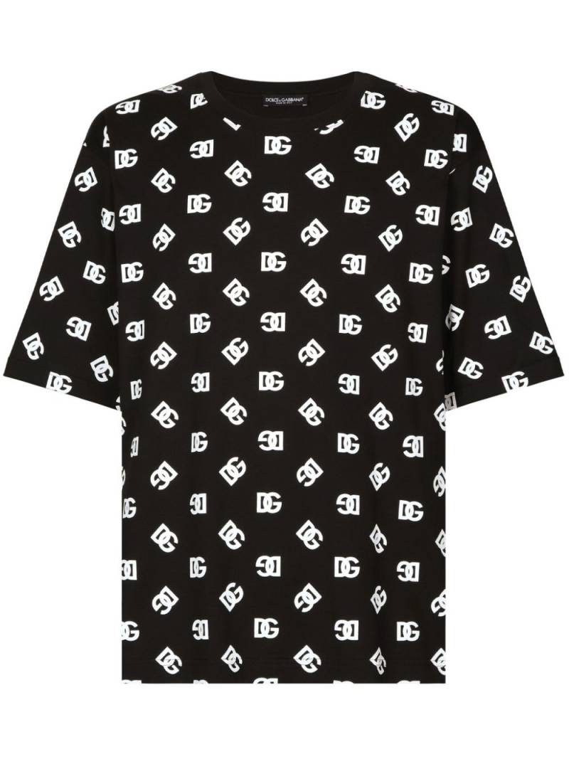 Dolce & Gabbana monogram-print cotton T-shirt - Black von Dolce & Gabbana