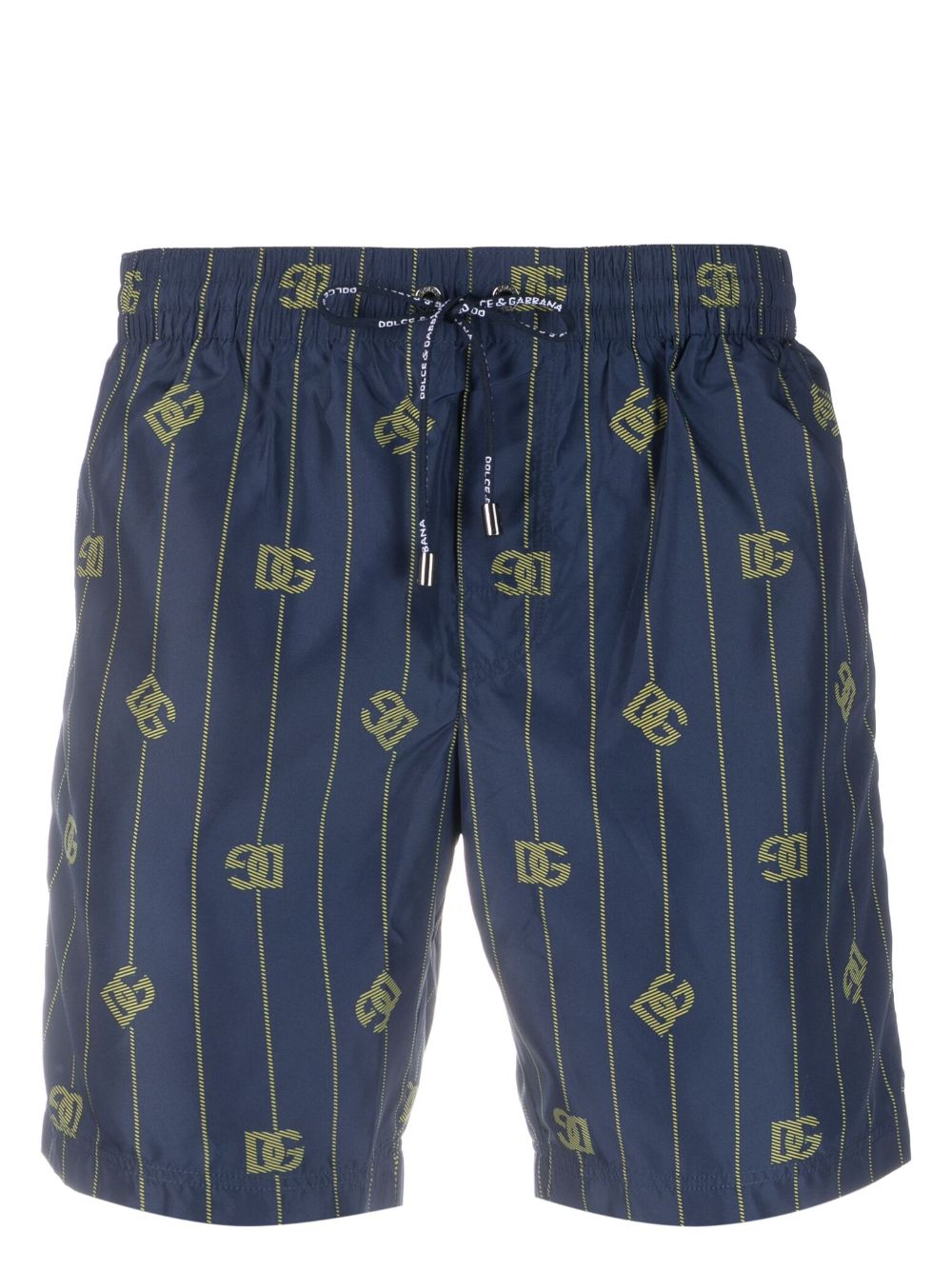 Dolce & Gabbana monogram-print drawstring swim shorts - Blue von Dolce & Gabbana