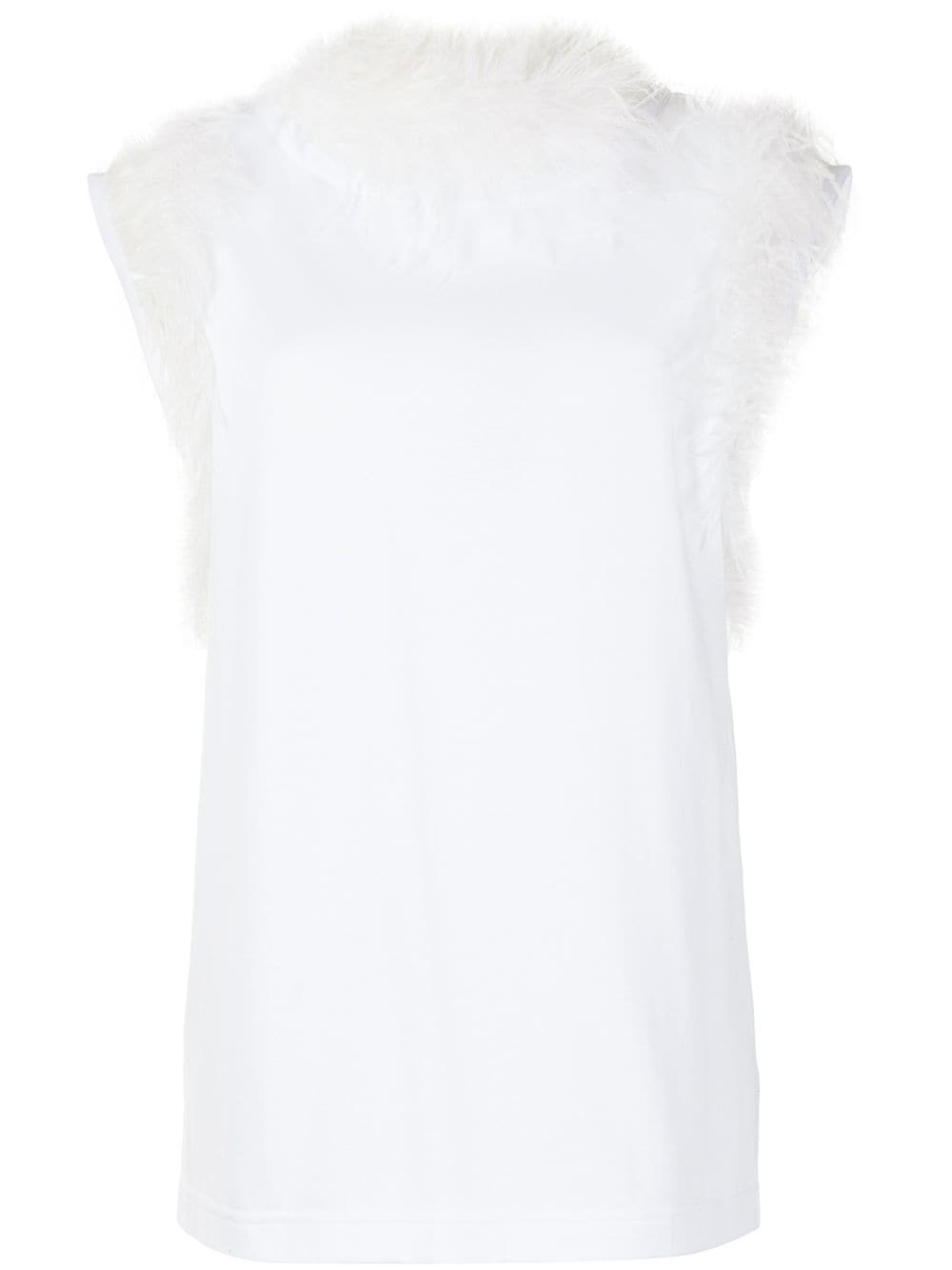 Dolce & Gabbana ostrich feather-trim blouse - White von Dolce & Gabbana