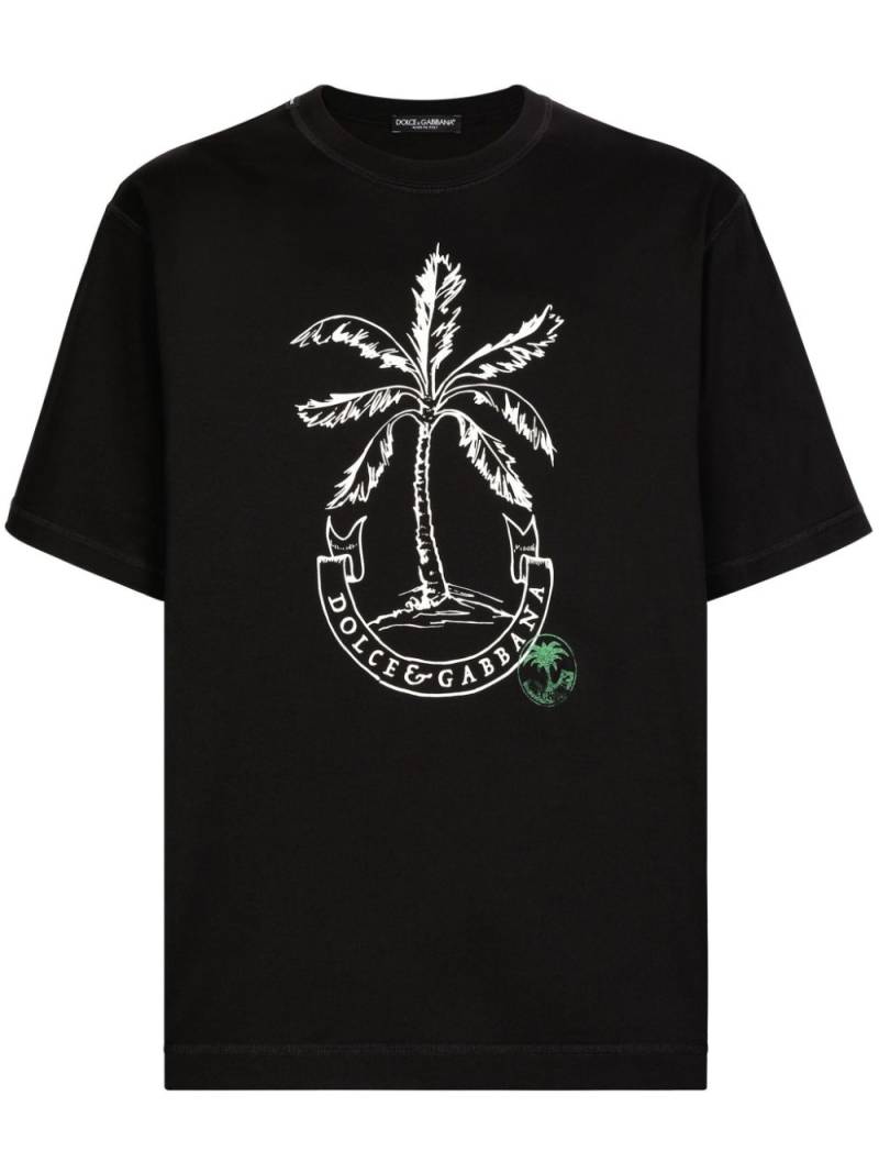 Dolce & Gabbana palm-logo print cotton T-shirt - Black von Dolce & Gabbana