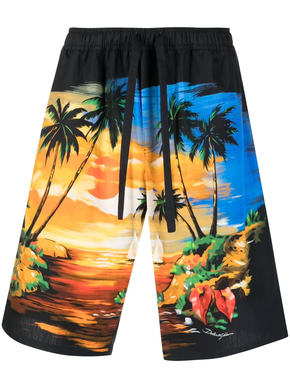 Dolce & Gabbana palm tree-print cotton shorts - Blue von Dolce & Gabbana