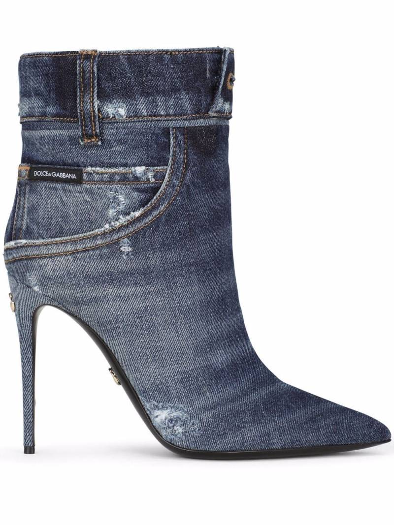 Dolce & Gabbana patchwork-denim ankle boots - Blue von Dolce & Gabbana