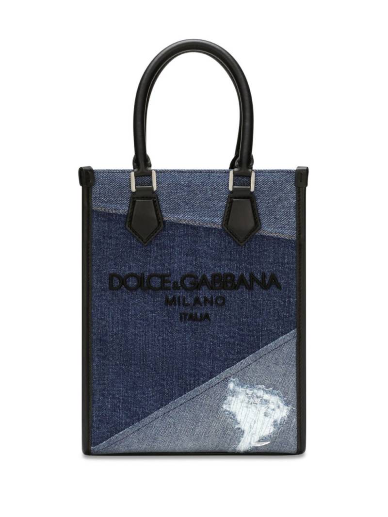 Dolce & Gabbana patchwork-detailing cotton-blend tote bag - Blue von Dolce & Gabbana