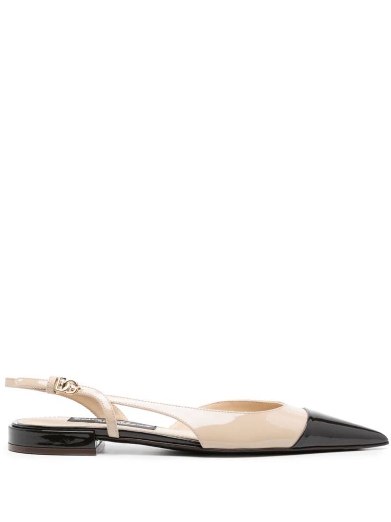 Dolce & Gabbana patent-finish leather sandals - Neutrals von Dolce & Gabbana