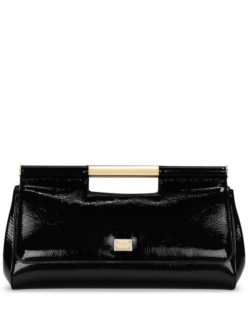 Dolce & Gabbana patent-leather clutch bag - Black von Dolce & Gabbana