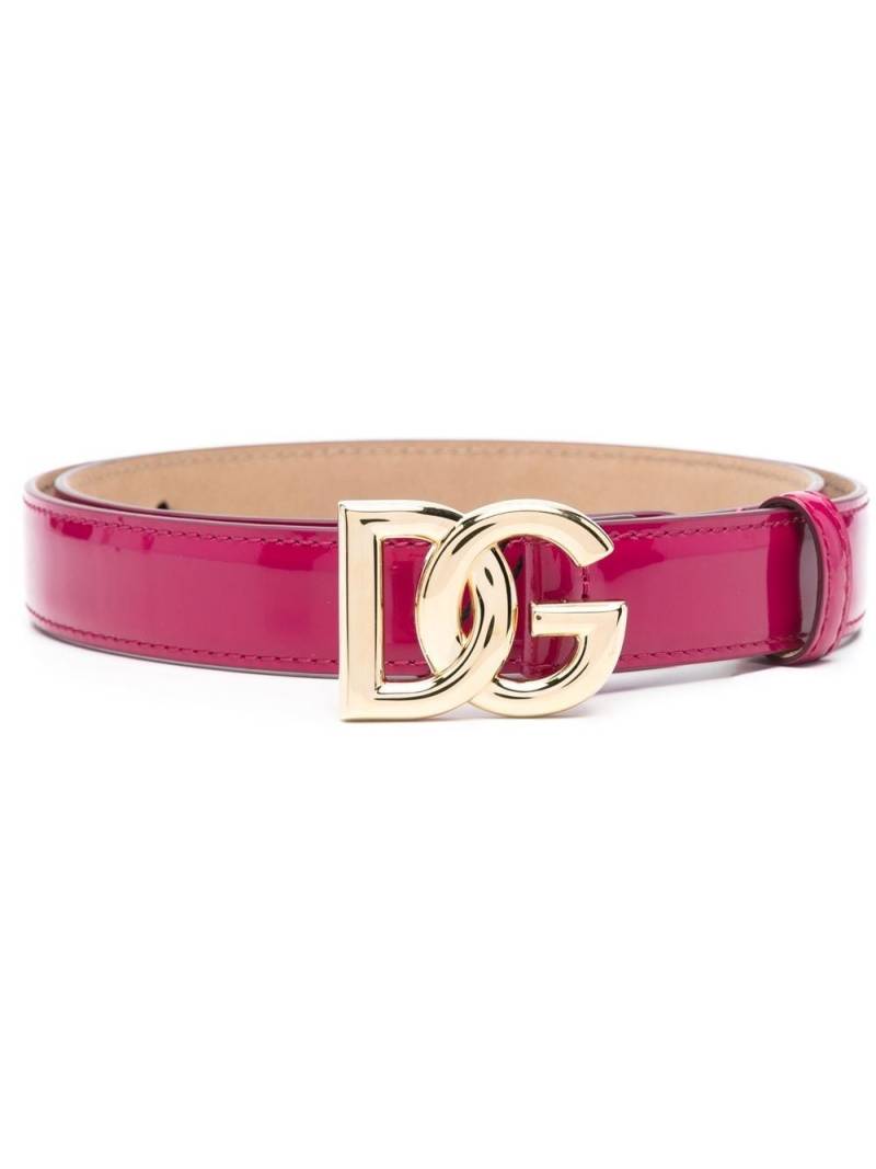 Dolce & Gabbana patent leather logo-buckle belt - Pink von Dolce & Gabbana