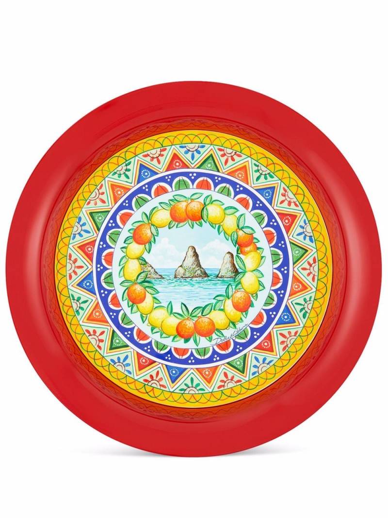 Dolce & Gabbana Carretto-print metal tray (42cm) - Red von Dolce & Gabbana