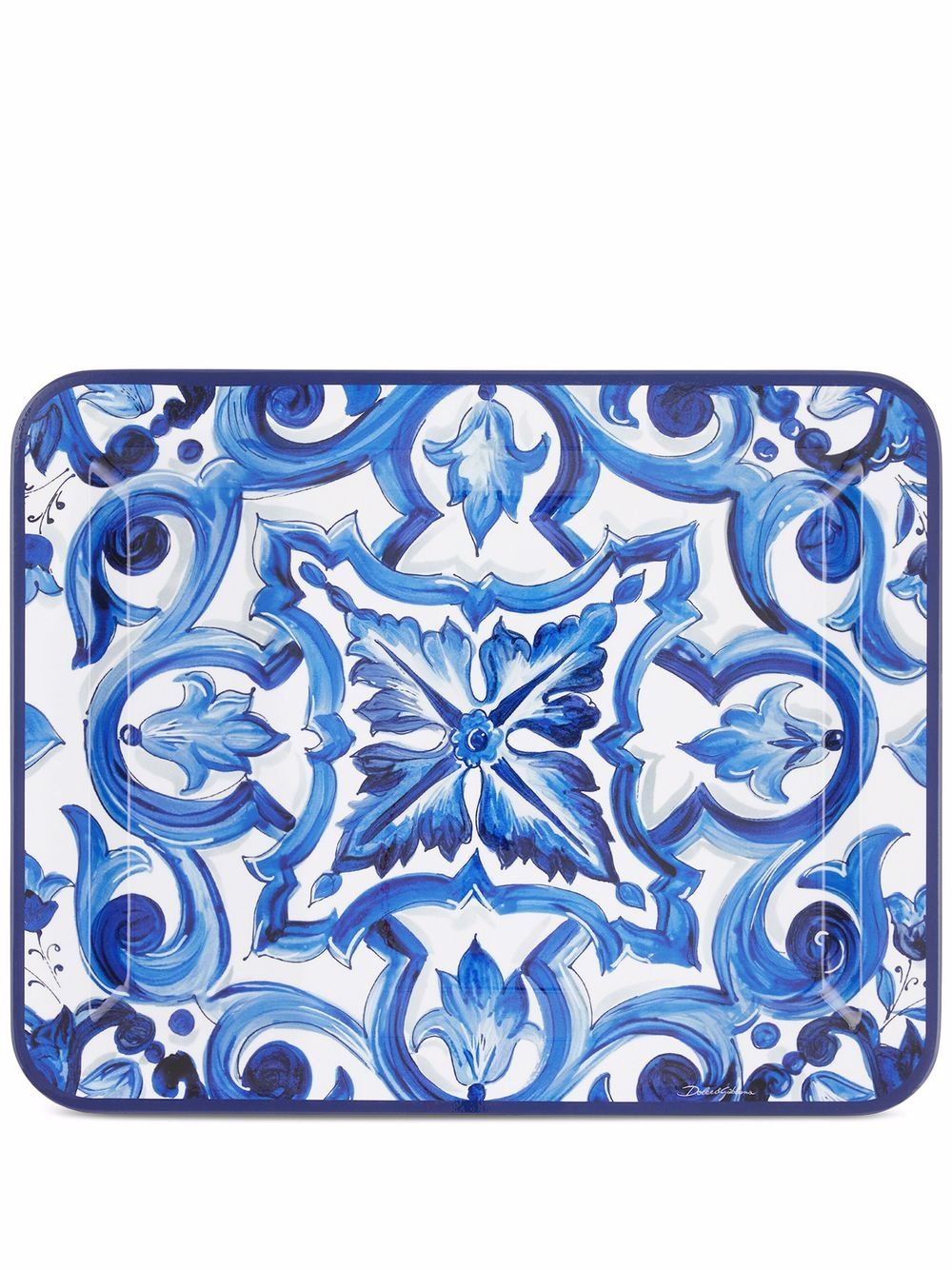 Dolce & Gabbana medium Mediterraneo-print wooden tray - Blue von Dolce & Gabbana