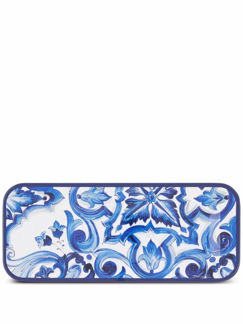 Dolce & Gabbana small Mediterraneo-print wooden tray - Blue von Dolce & Gabbana