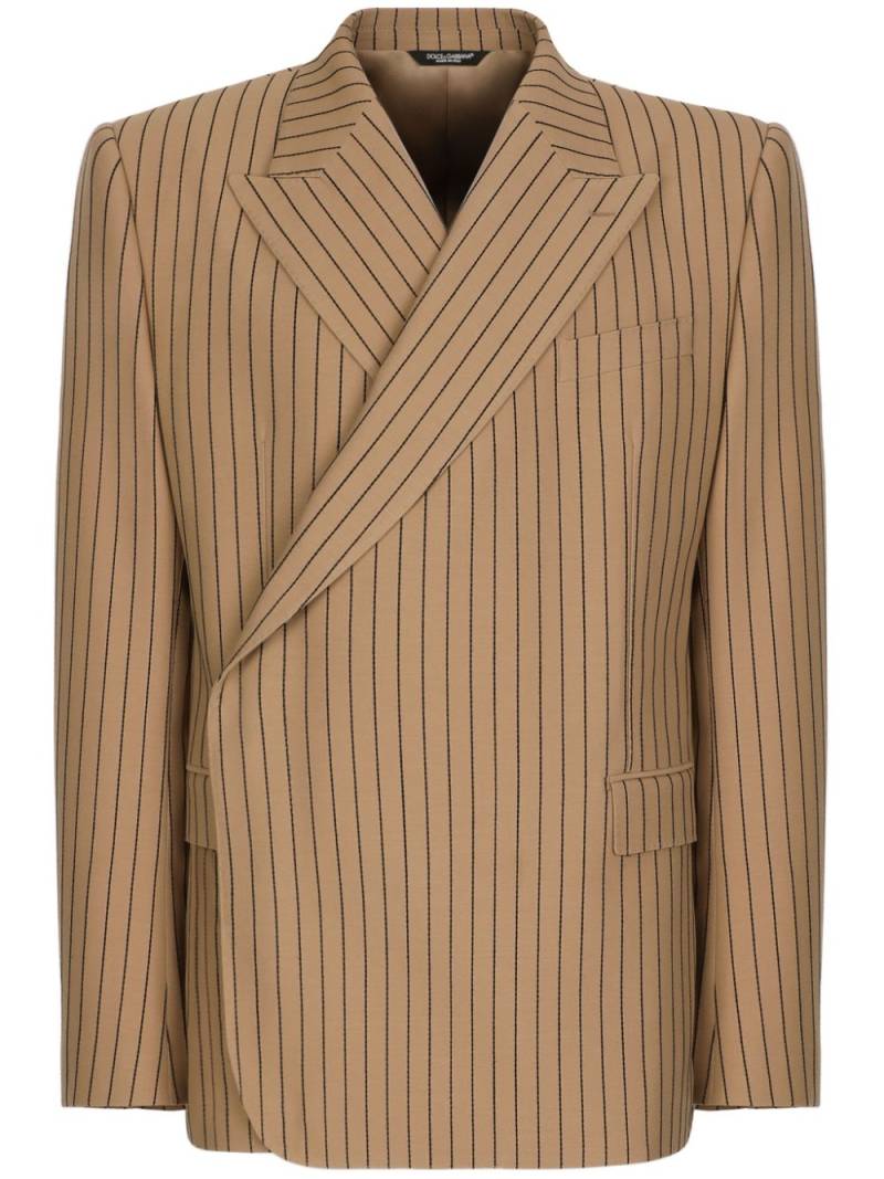 Dolce & Gabbana pinstripe-pattern wool blazer - Neutrals von Dolce & Gabbana