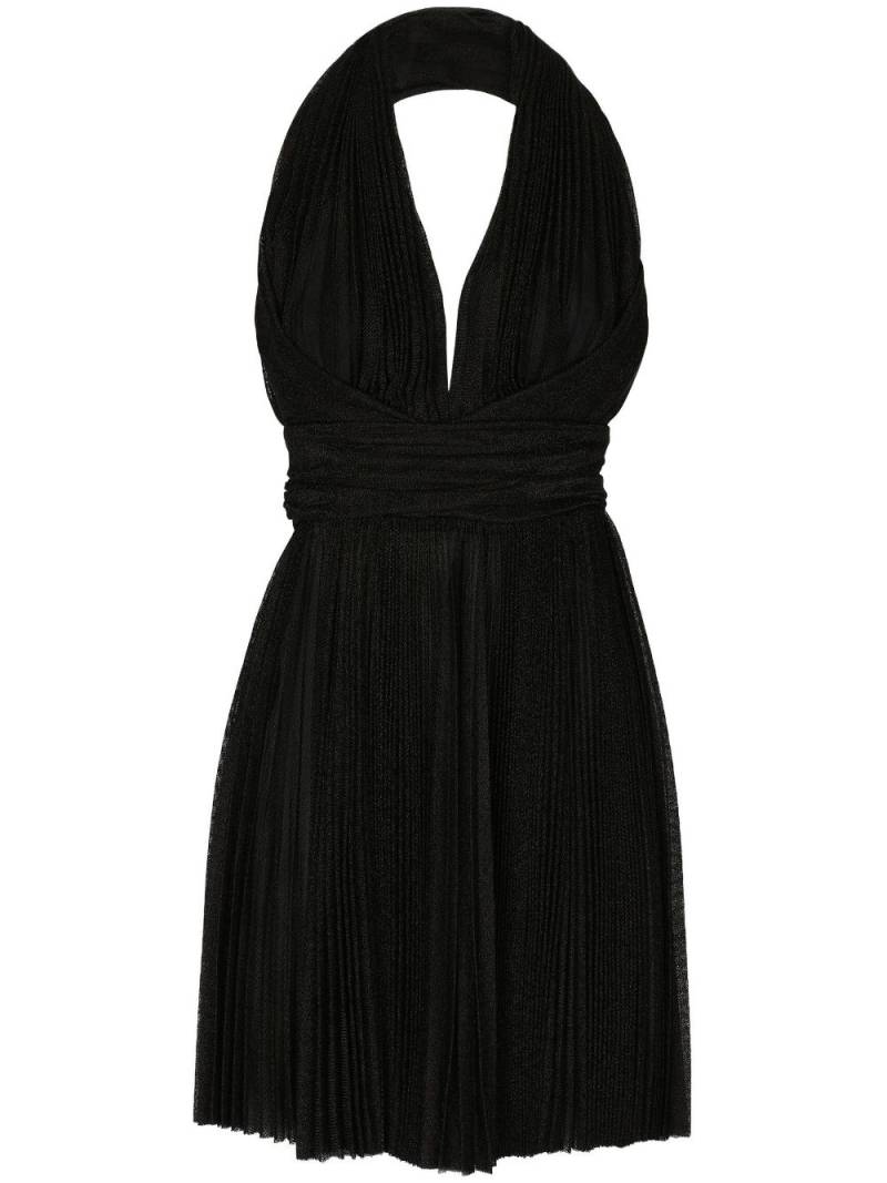 Dolce & Gabbana plissé halterneck minidress - Black von Dolce & Gabbana