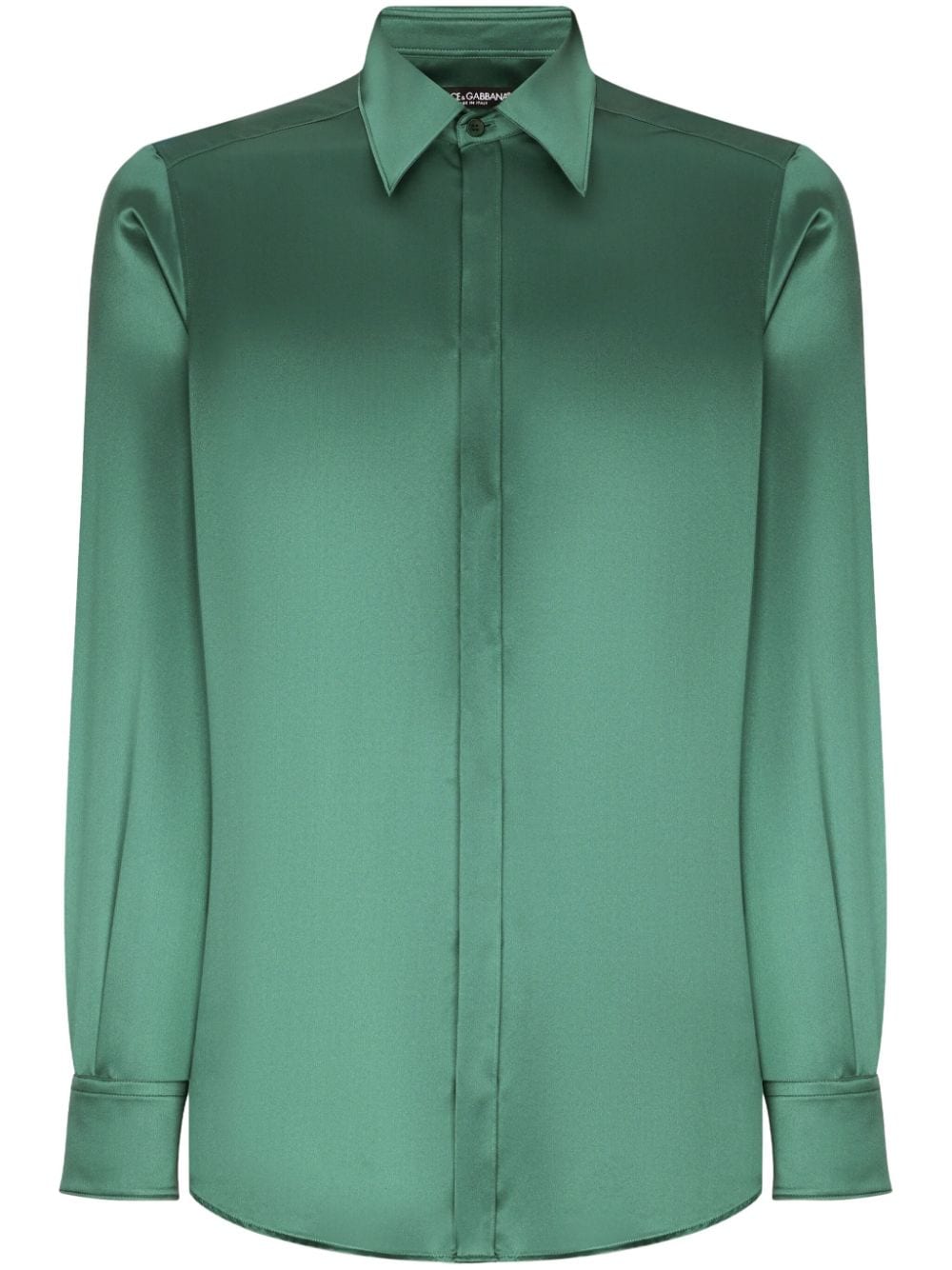 Dolce & Gabbana point-collar silk shirt - Green von Dolce & Gabbana