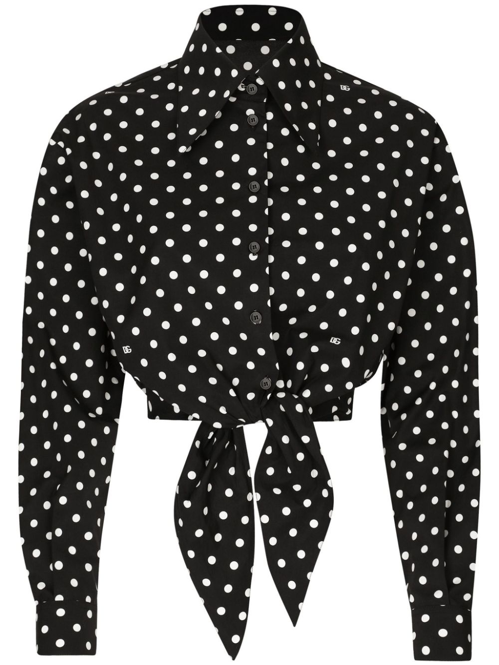 Dolce & Gabbana polka-dot cropped shirt - Black von Dolce & Gabbana