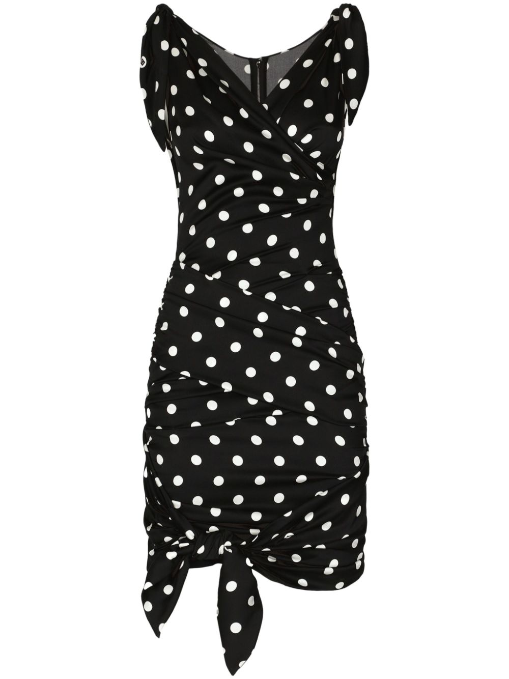 Dolce & Gabbana polka-dot draped mini dress - Black von Dolce & Gabbana