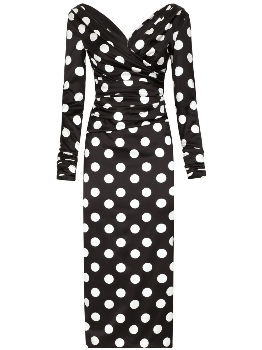 Dolce & Gabbana polka dot-print satin dress - Black von Dolce & Gabbana