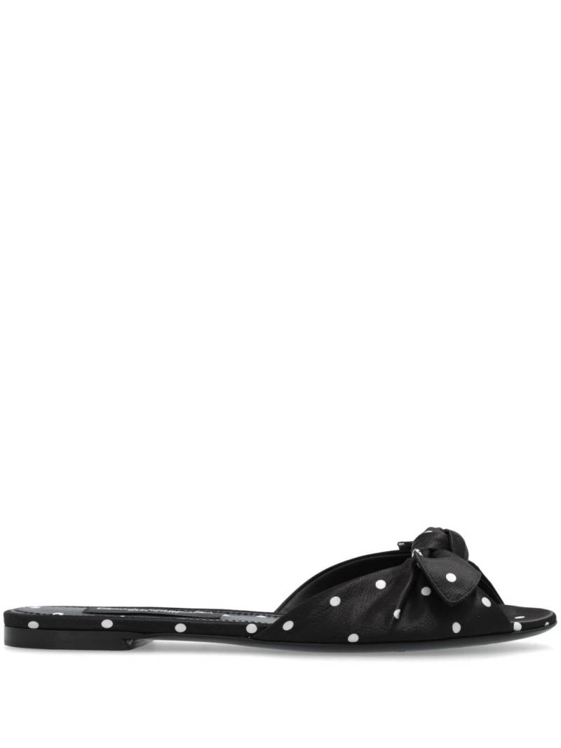 Dolce & Gabbana polka dot-print satin slides - Black von Dolce & Gabbana