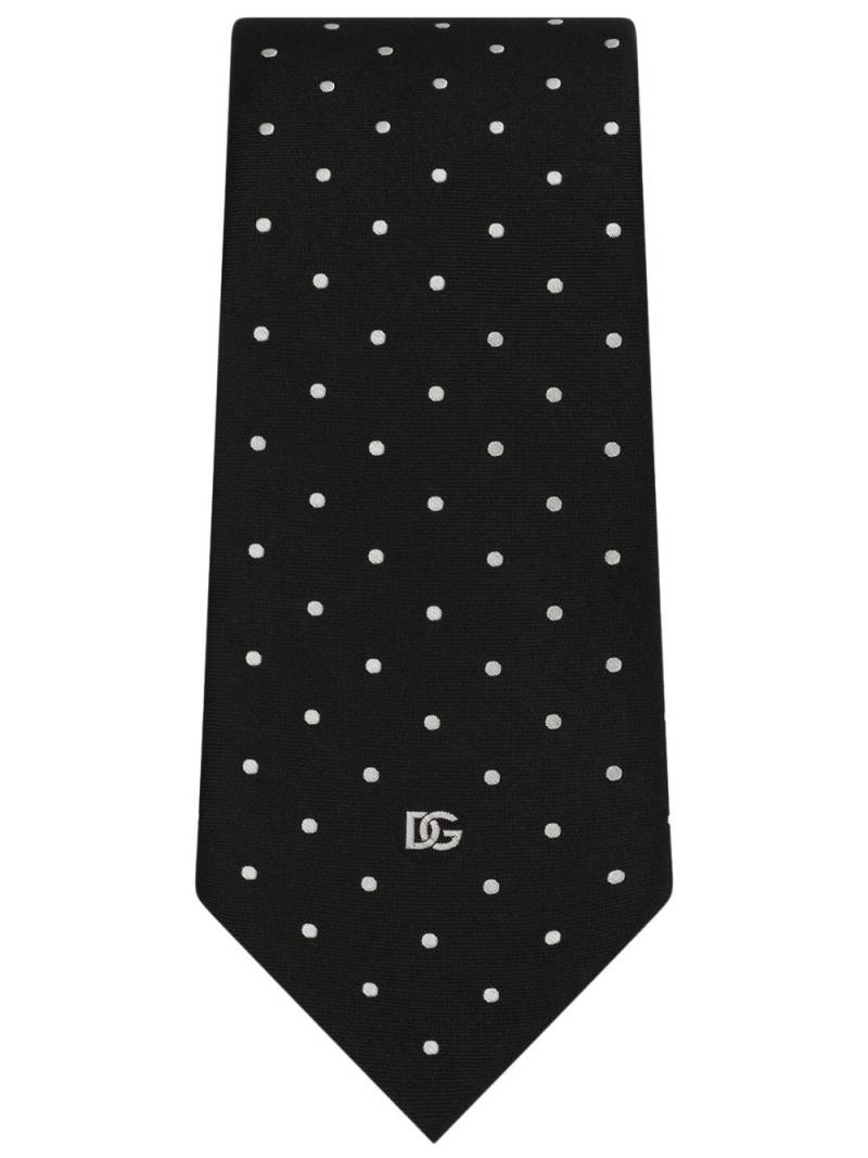 Dolce & Gabbana polka dot-print silk tie - Black von Dolce & Gabbana