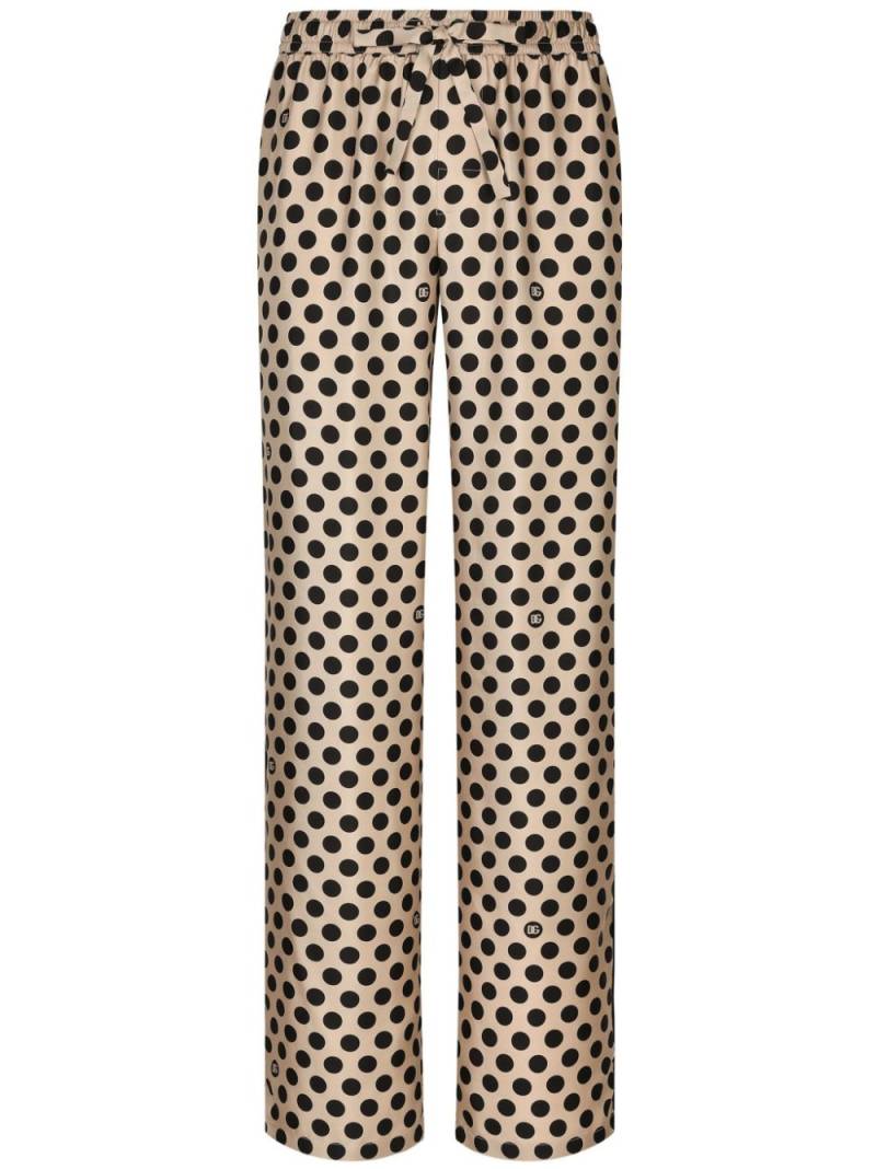 Dolce & Gabbana polka dot-print silk trousers - Brown von Dolce & Gabbana