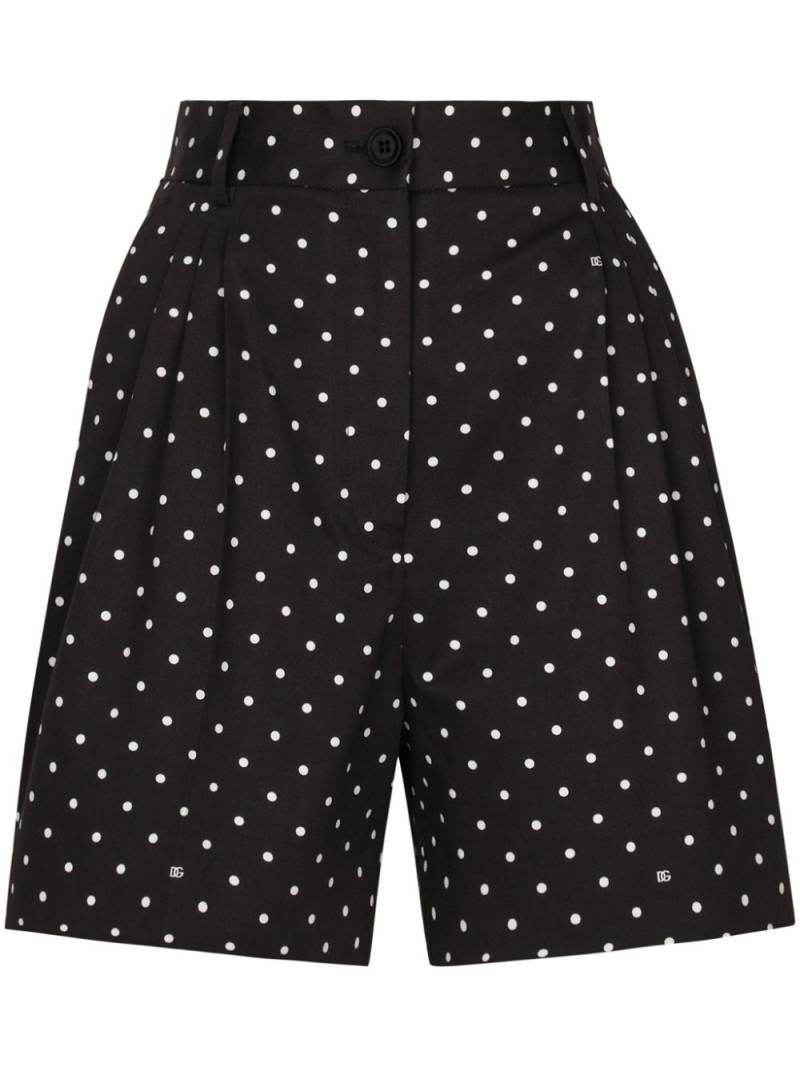 Dolce & Gabbana polka dot-print tailored shorts - Black von Dolce & Gabbana