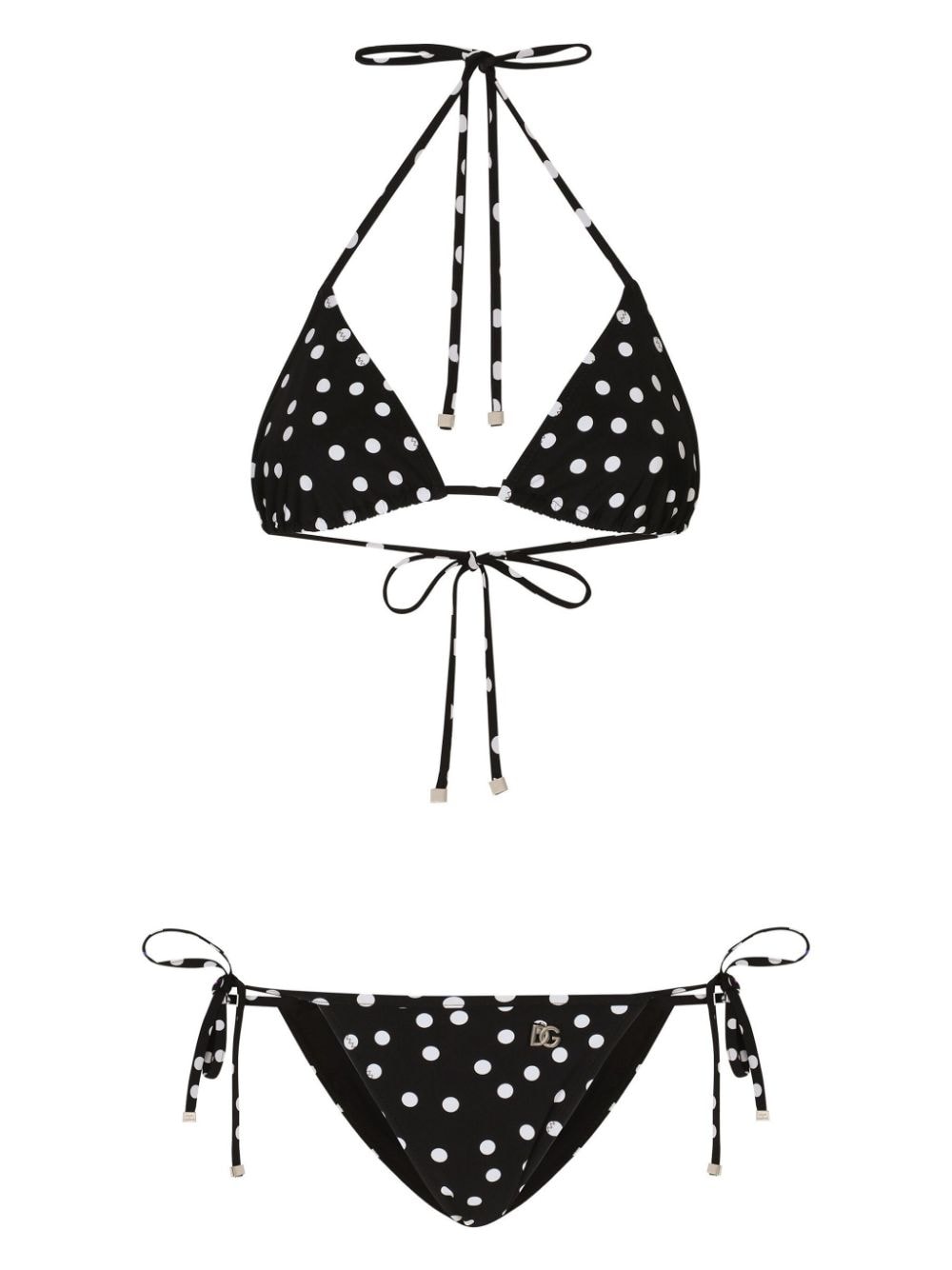 Dolce & Gabbana polka dot-print triangle-cup bikini set - Black von Dolce & Gabbana