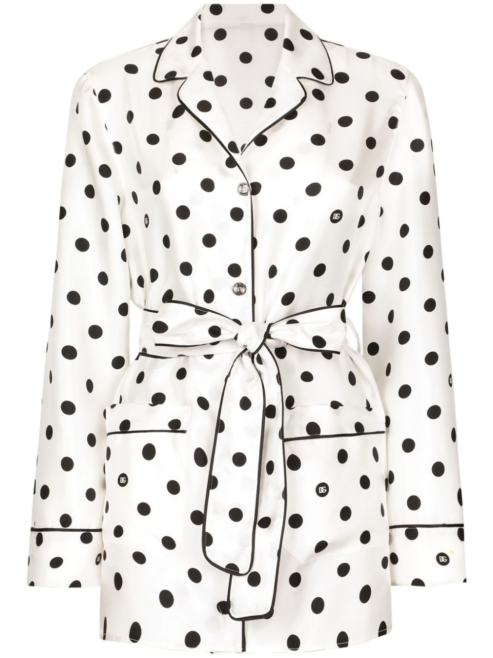 Dolce & Gabbana polka-dot silk pajama shirt - White von Dolce & Gabbana