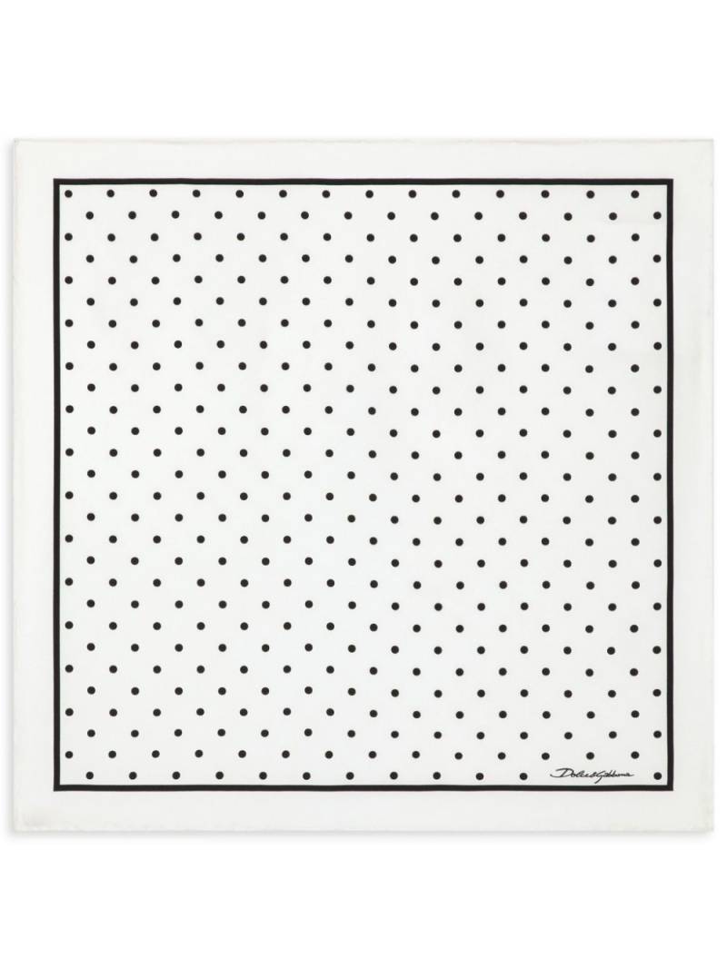 Dolce & Gabbana polka-dot silk scarf - White von Dolce & Gabbana