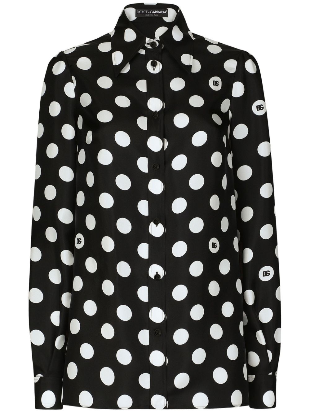 Dolce & Gabbana polka-dot silk twill shirt - Black von Dolce & Gabbana