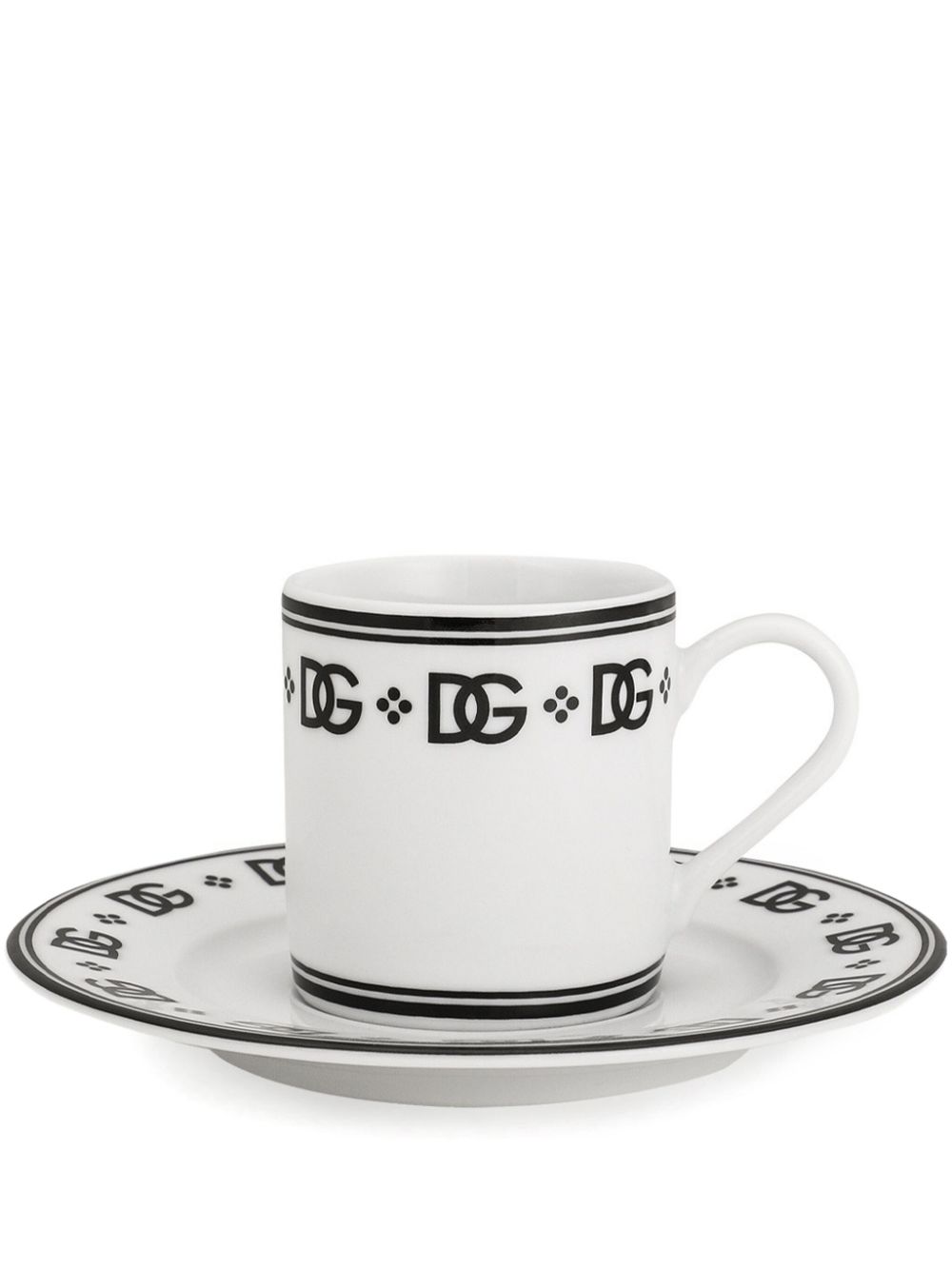 Dolce & Gabbana porcelain espresso cups with saucers (set of two) - White von Dolce & Gabbana