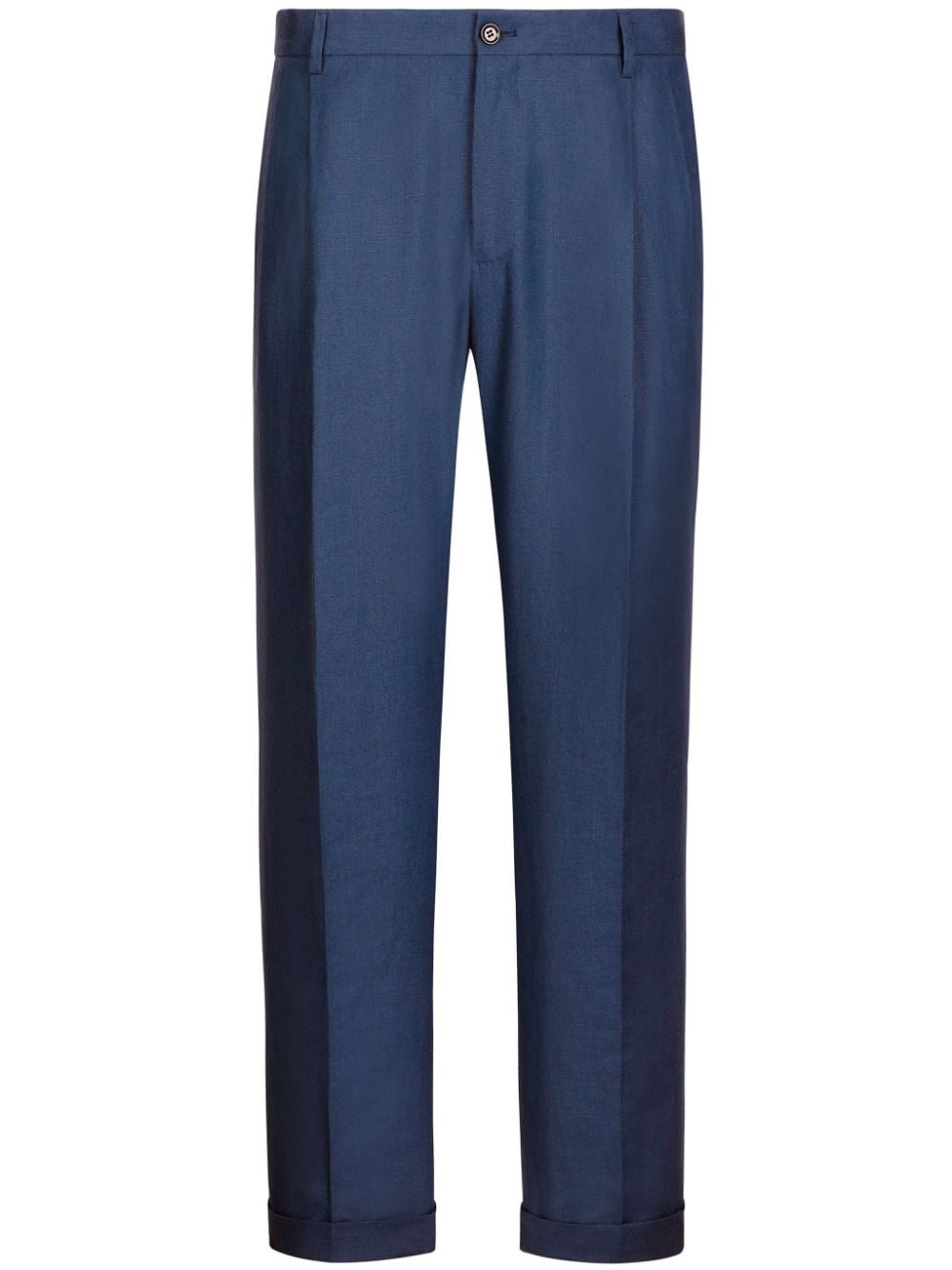 Dolce & Gabbana pressed-crease linen chino trousers - Blue von Dolce & Gabbana