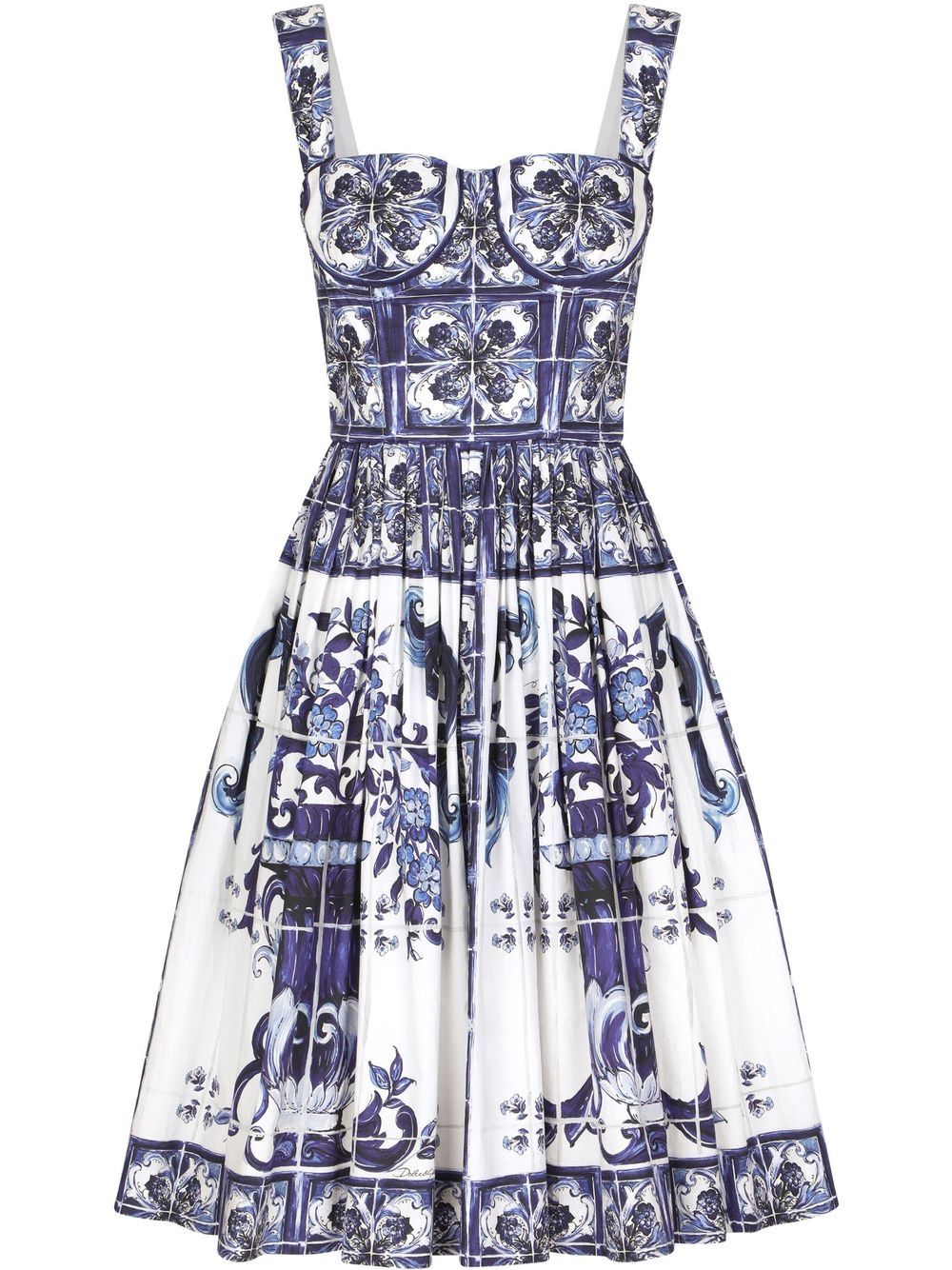 Dolce & Gabbana Majolica-print corset midi dress - Blue von Dolce & Gabbana