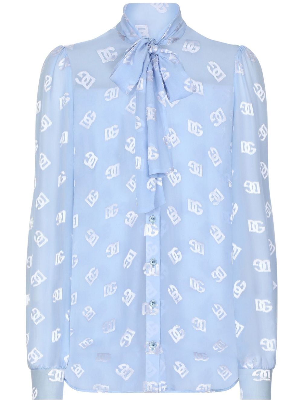 Dolce & Gabbana pussy-bow collar semi-sheer shirt - White von Dolce & Gabbana