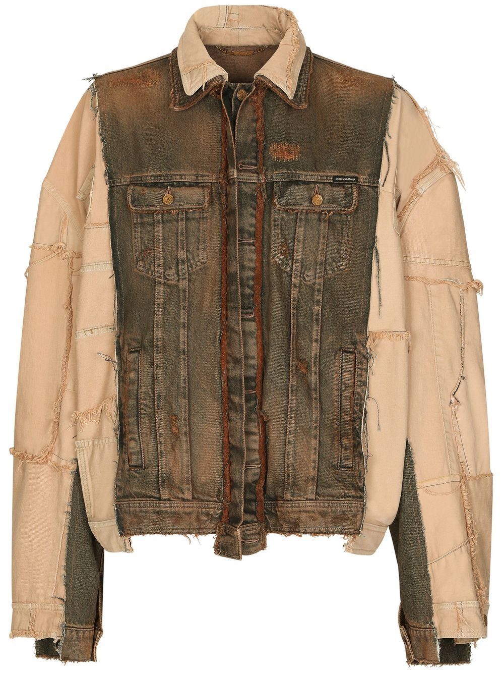 Dolce & Gabbana raw-cut panelled demin jacket - Neutrals von Dolce & Gabbana