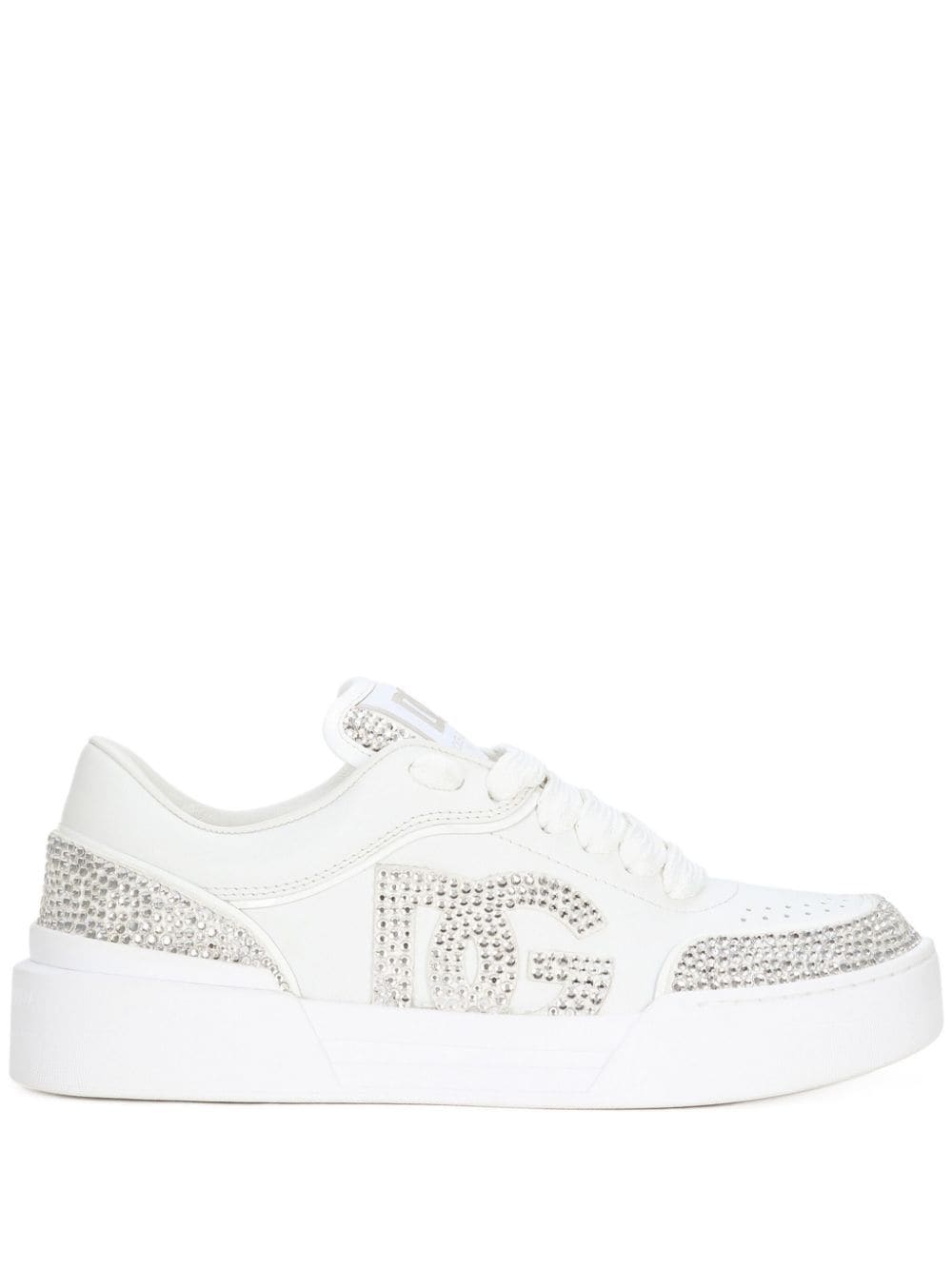 Dolce & Gabbana rhinestone-embellished leather sneakers - White von Dolce & Gabbana