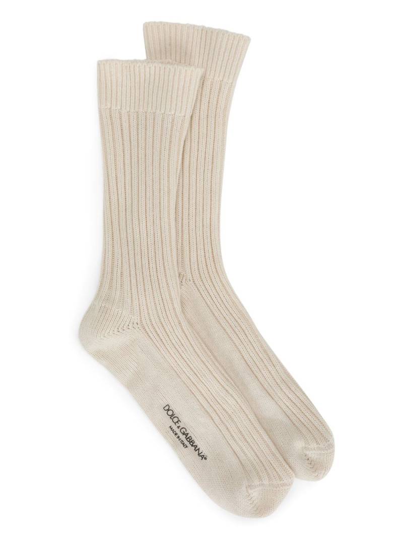 Dolce & Gabbana ribbed ankle socks - Neutrals von Dolce & Gabbana