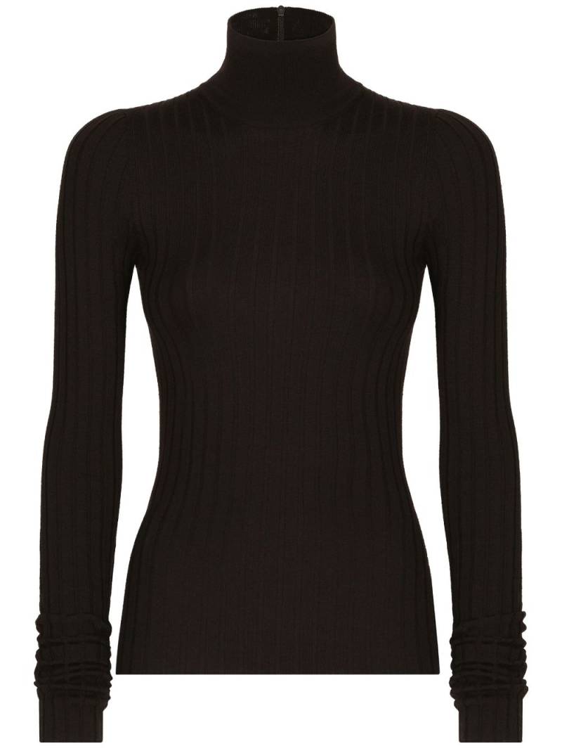 Dolce & Gabbana ribbed high-neck jumper - Black von Dolce & Gabbana