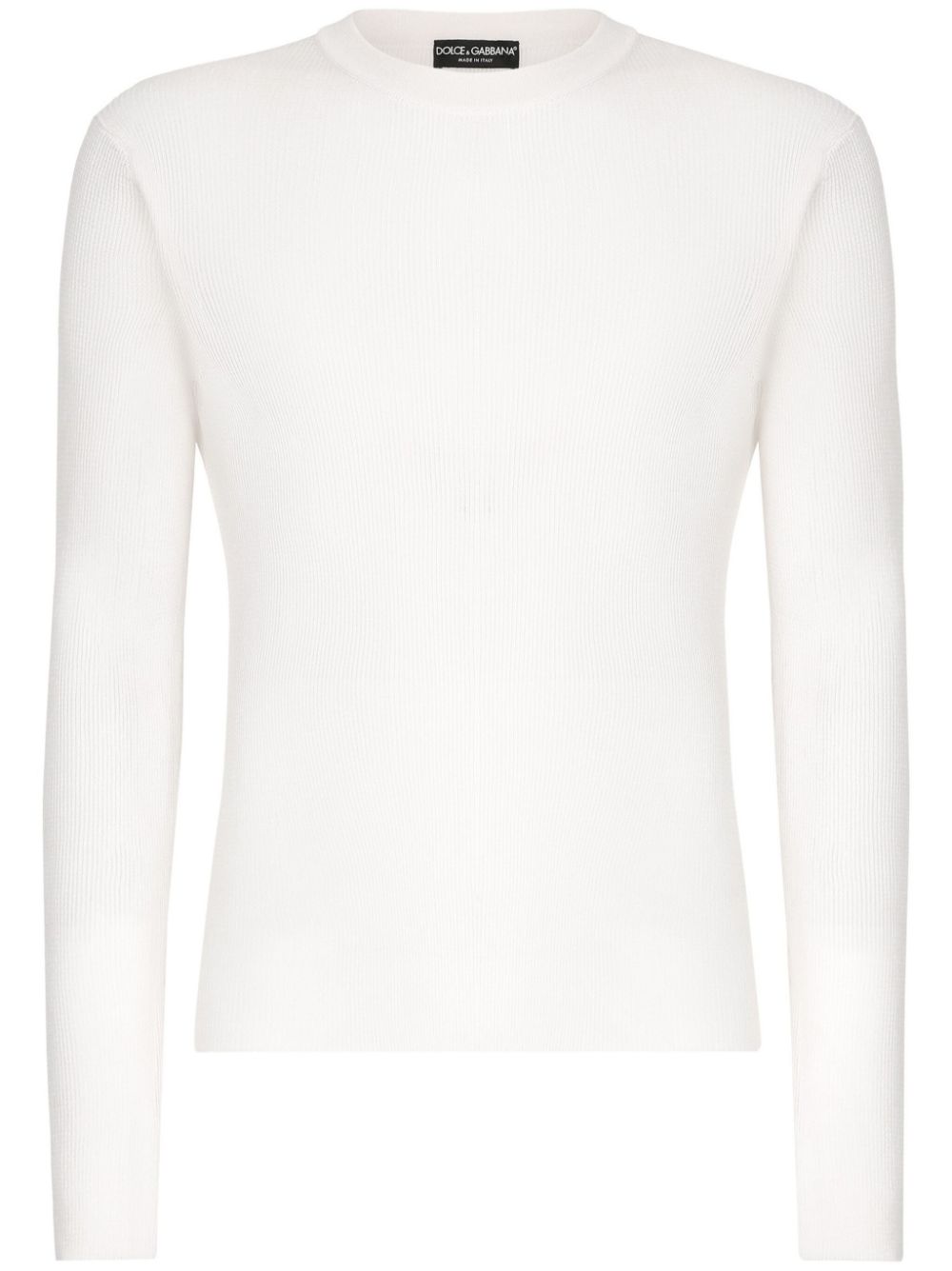 Dolce & Gabbana ribbed silk crew neck jumper - White von Dolce & Gabbana