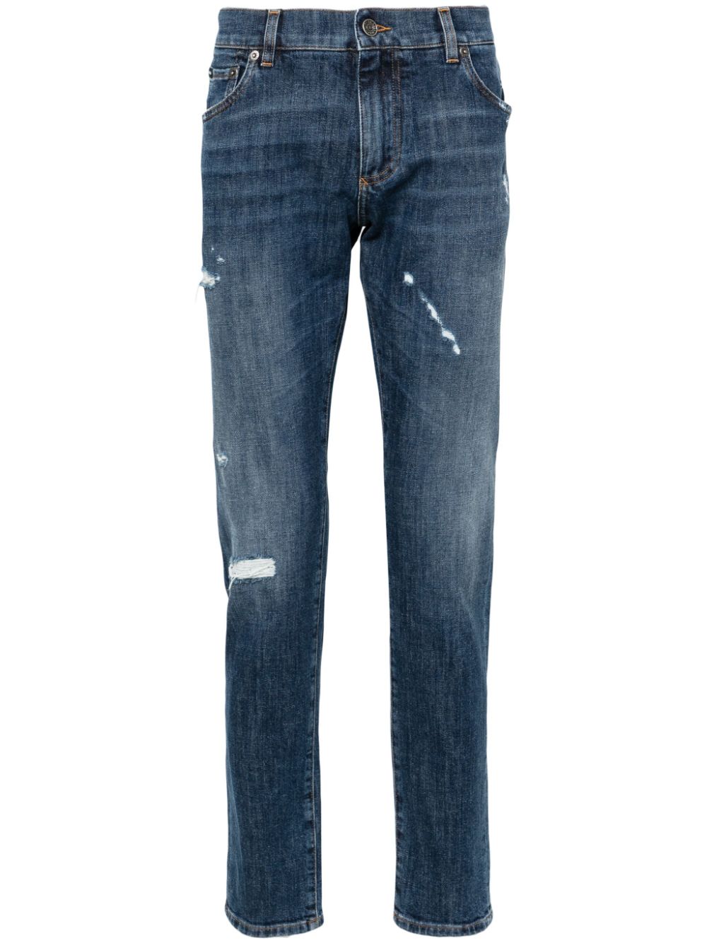 Dolce & Gabbana ripped-detail tapered jeans - Blue von Dolce & Gabbana