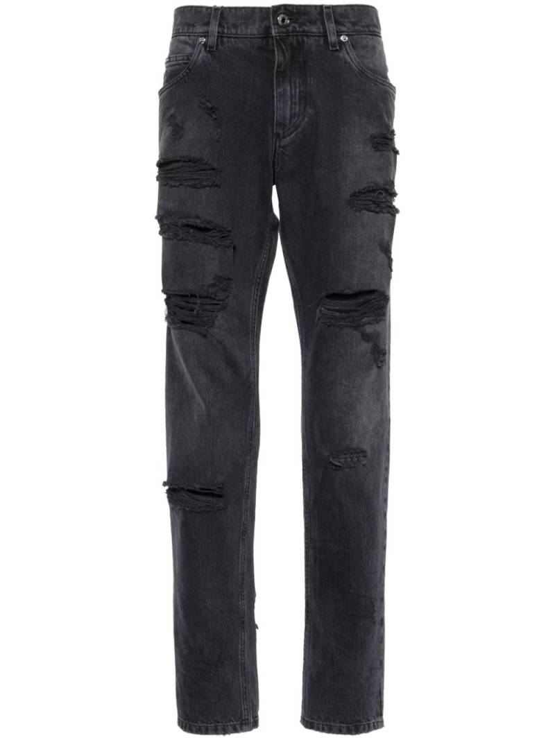 Dolce & Gabbana ripped-detailed cotton jeans - Black von Dolce & Gabbana