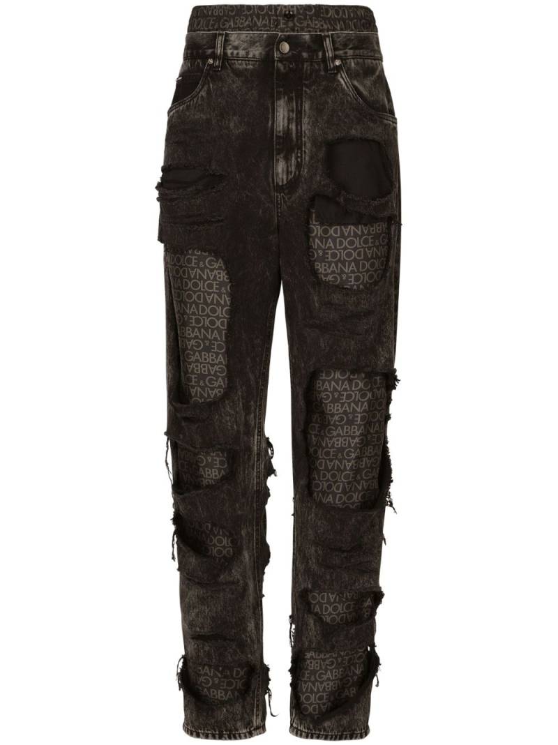 Dolce & Gabbana ripped-detailing cotton jeans - Black von Dolce & Gabbana