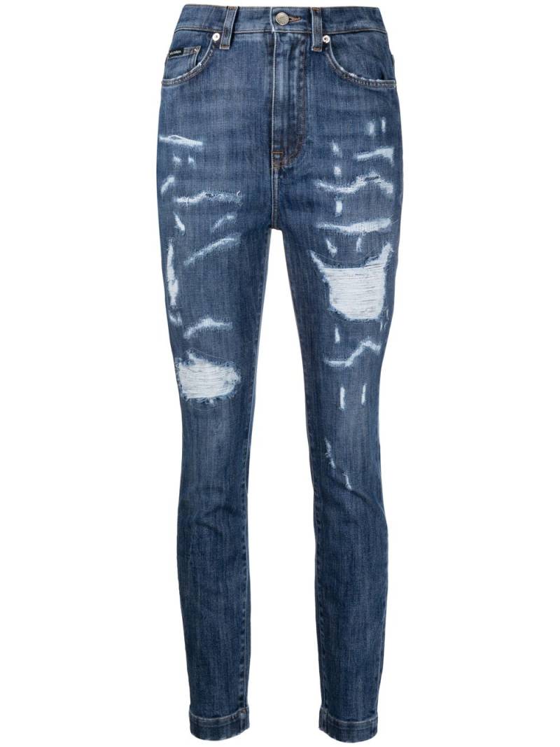 Dolce & Gabbana ripped high-waisted skinny jeans - Blue von Dolce & Gabbana